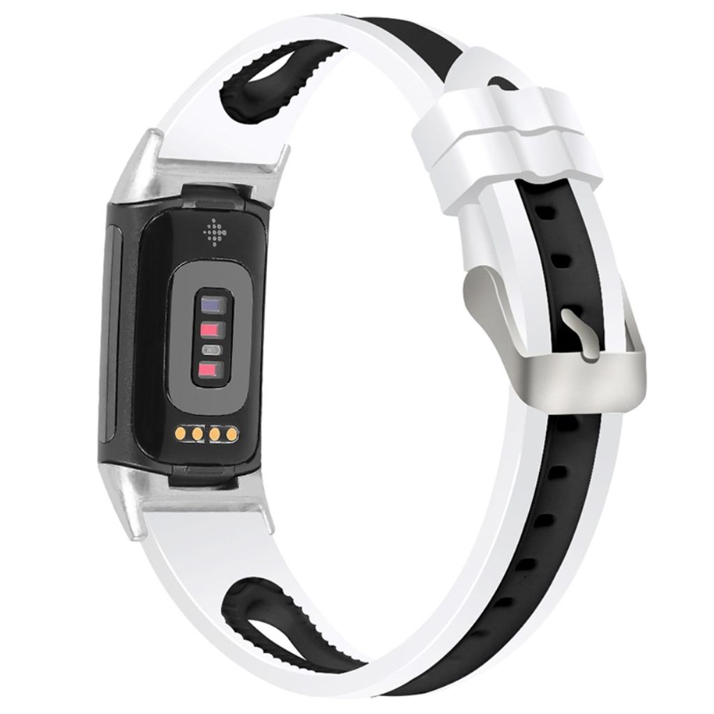 Fitbit Charge 6 / 5 Tofarget Klokkereim - Hvit / Svart