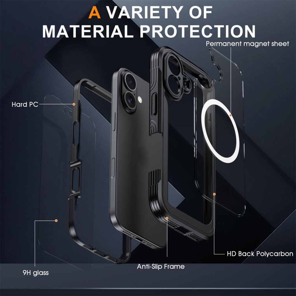 iPhone 17 Kuori + Näytönsuoja - Musta