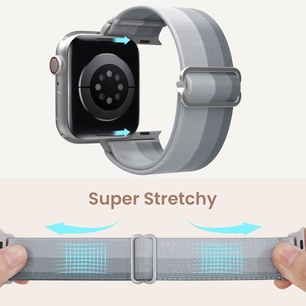 AHASTYLE WE26 Apple Watch 49 / 46 / 44 / 42mm Punottu nailoninen kellonranneke - Harmaa