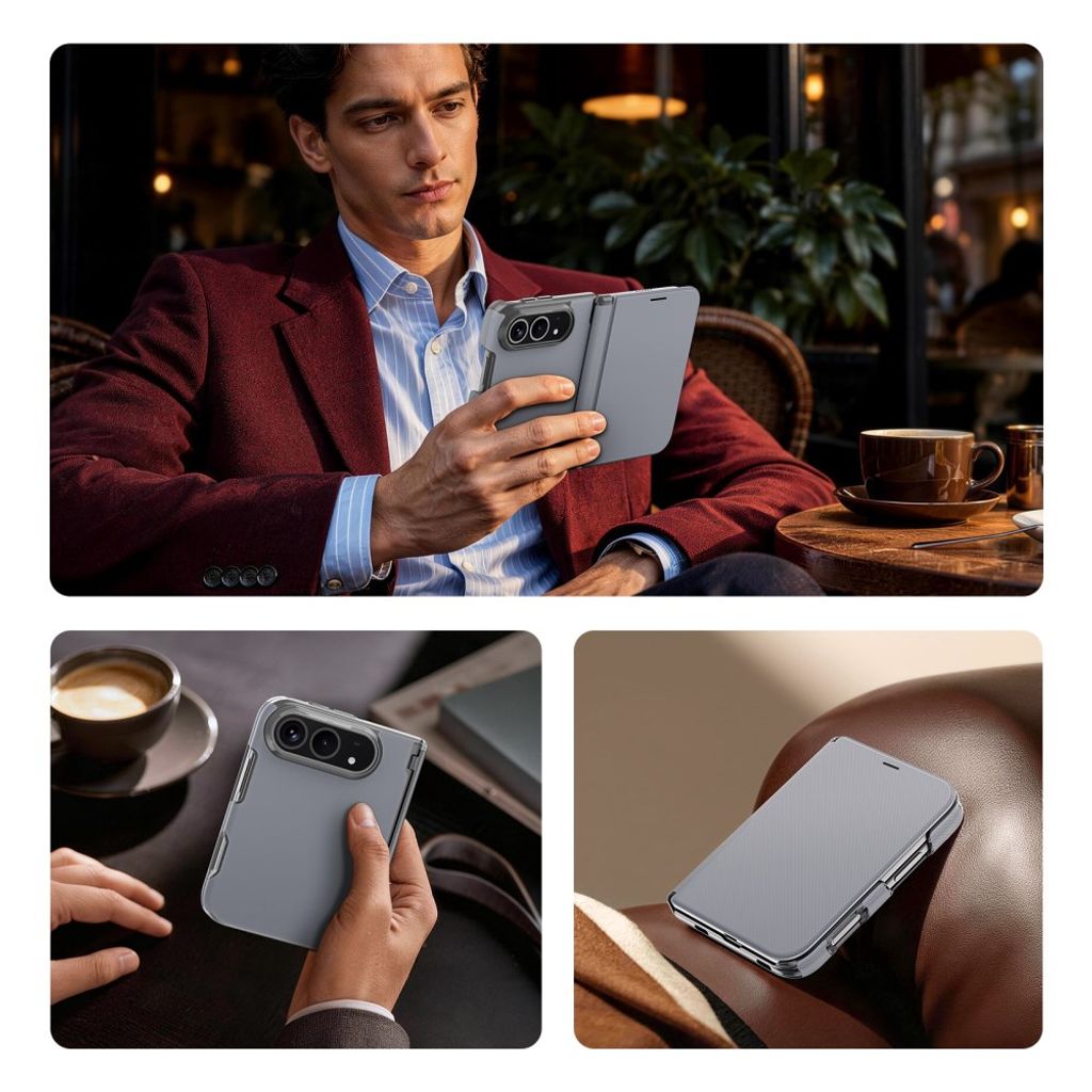 DUX DUCIS iPhone Duo Kotelo korttitaskulla - Harmaa