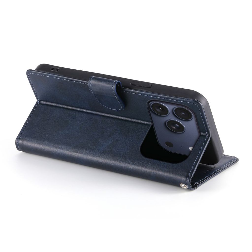 iPhone 18 Pro/17 Pro Plånboksfodral PU-läder med handledsrem – Blå