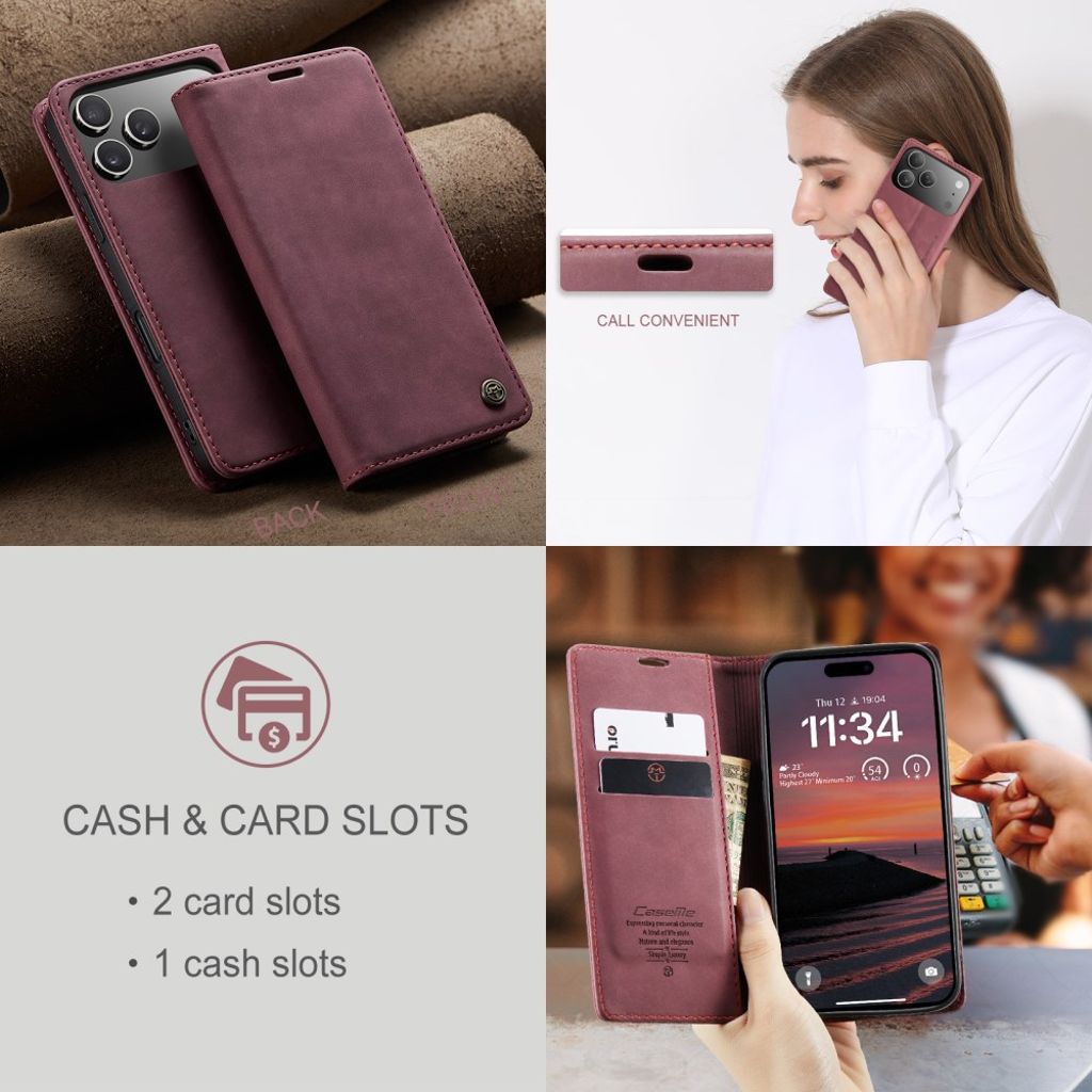 CASEME iPhone 17 Pro Lompakkokotelo Korttipaikka - Punainen