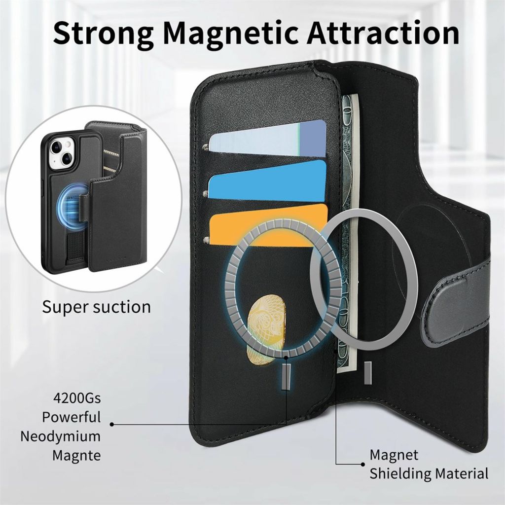 CASENEO iPhone 15 MagSafe Wallet Cover - Black
