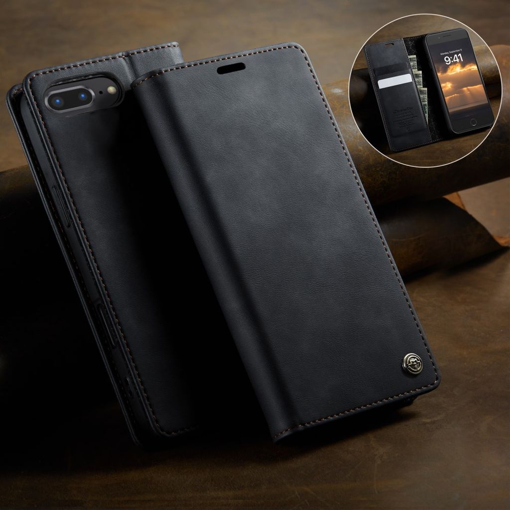 CASEME iPhone 6 Plus / 7 Plus / 8 Plus Kotelo Jalusta - Musta