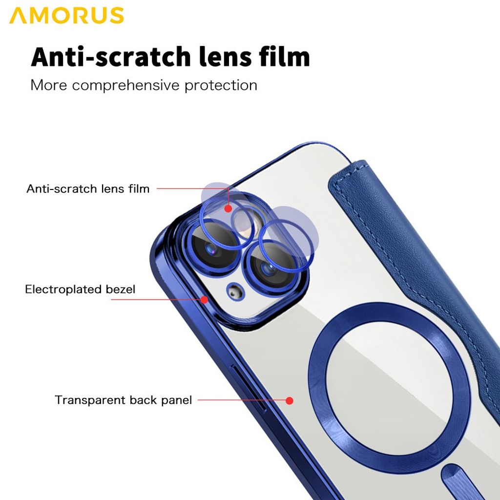 AMORUS iPhone 15 Fodral med MagSafe - Blå