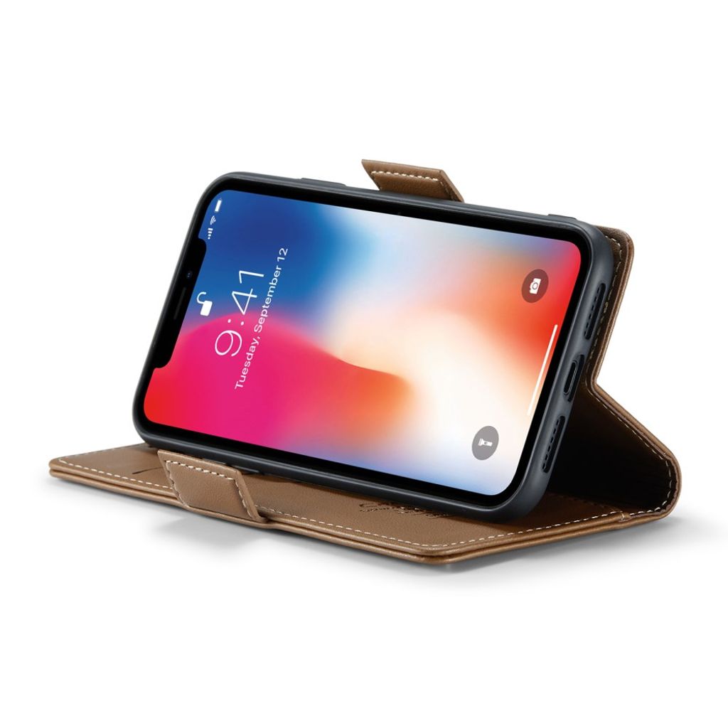 CASEME iPhone XS Max Pungetui m. 3 Kortplads & RFID-blokering – Brun