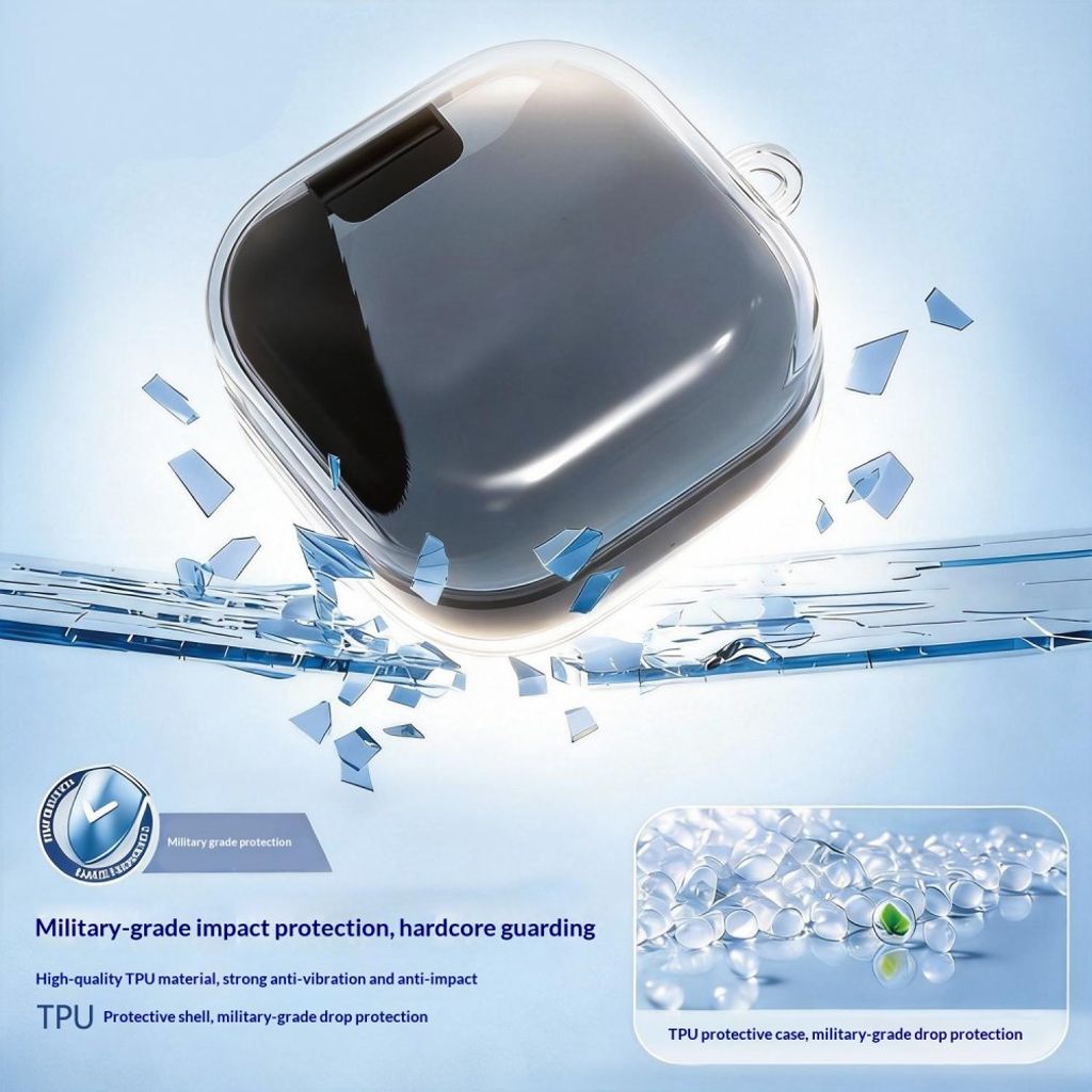 Samsung Galaxy Buds4/Buds4 Pro Kuulokkeet TPU Kuori Metallikoukulla - Läpinäkyvä