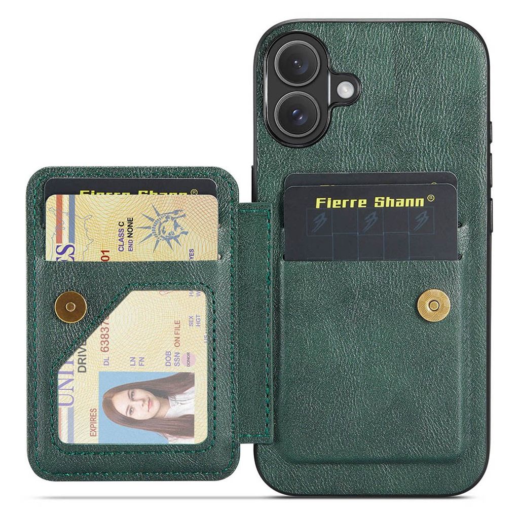 FIERRE SHANN iPhone 16 Case with Card slots - Green