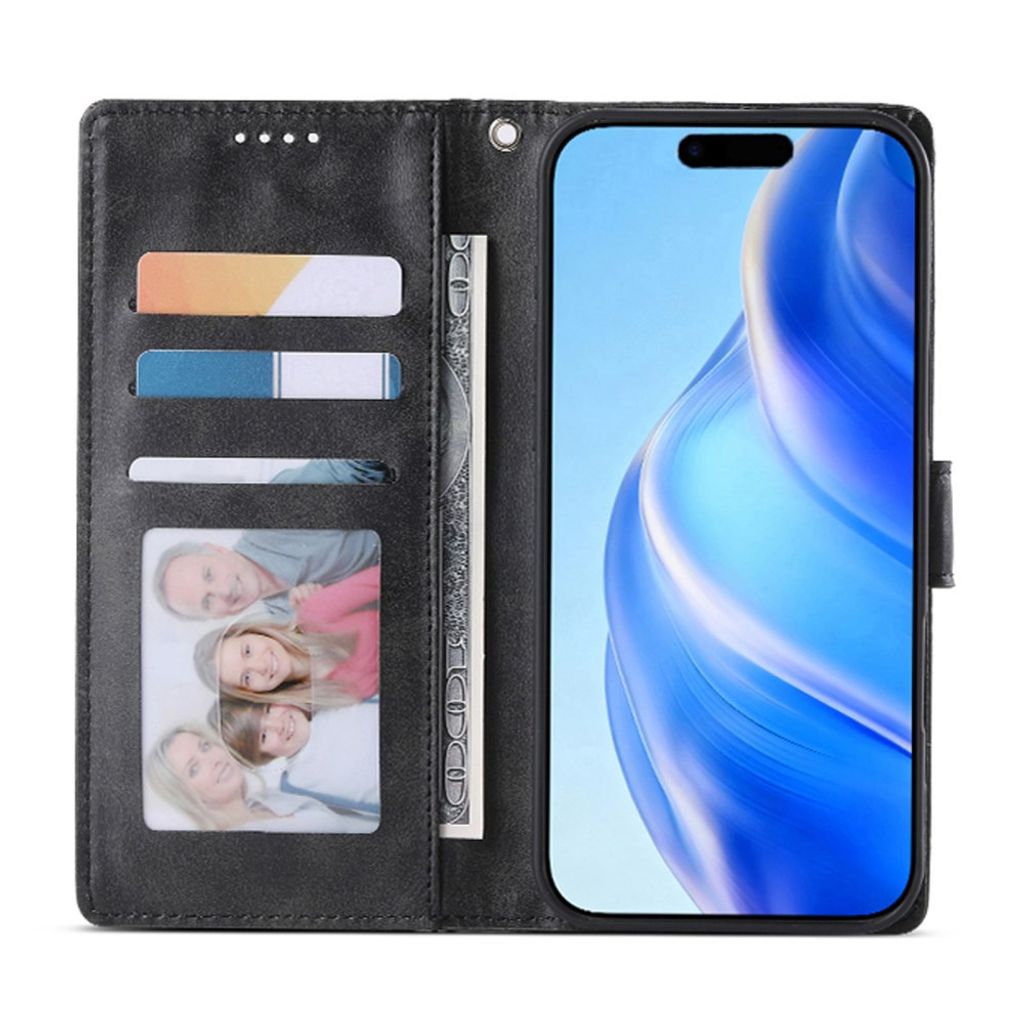 iPhone 18 Pro/17 Pro Plånboksfodral PU-läder med Stativ - Svart