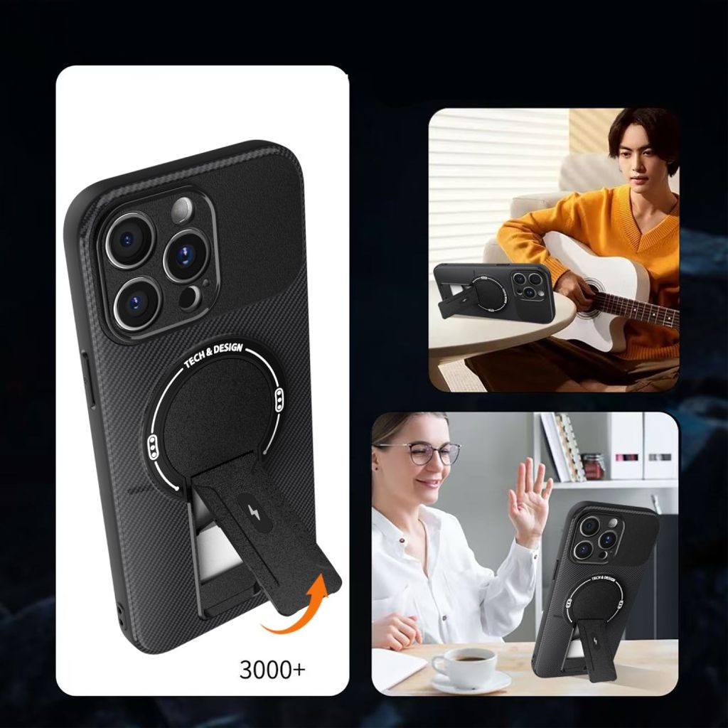 iPhone 12 Pro Skal med Stativ - Svart