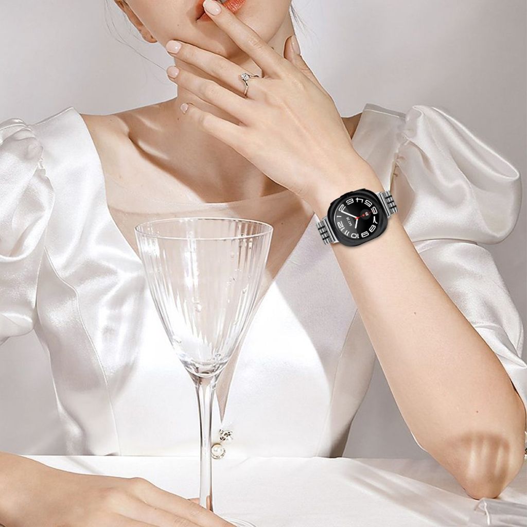 Samsung Galaxy Watch8 44 mm jne. Kellonranneke, Ruostumaton teräs - hopea+musta