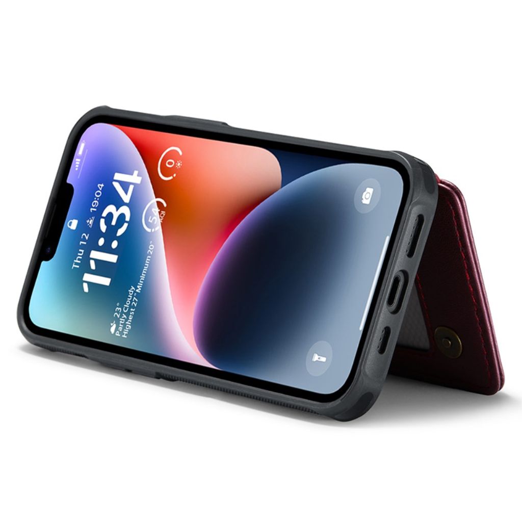 CASEME C22 iPhone 14 RFID-blokerende Cover Kortholder - Rød