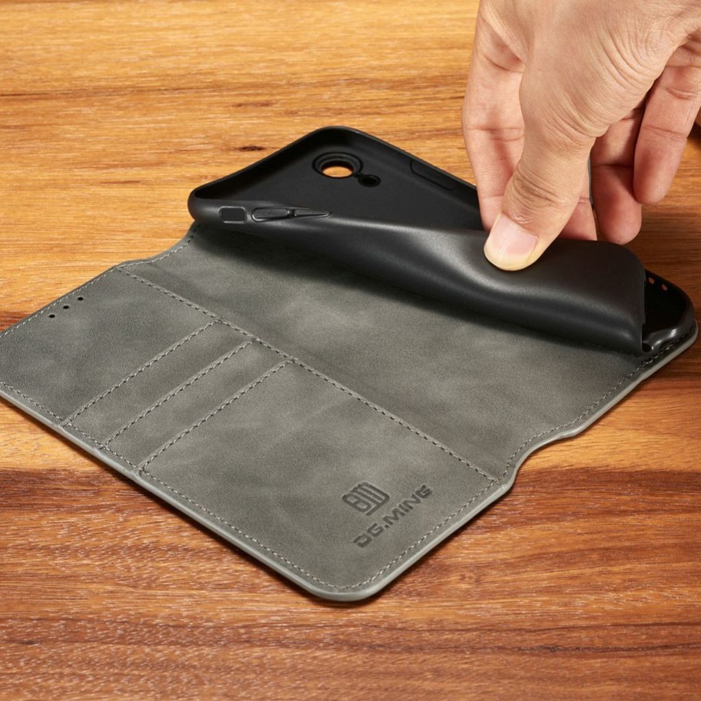 DG.MING Plånboksfodral Stativ för iPhone XR – Grå