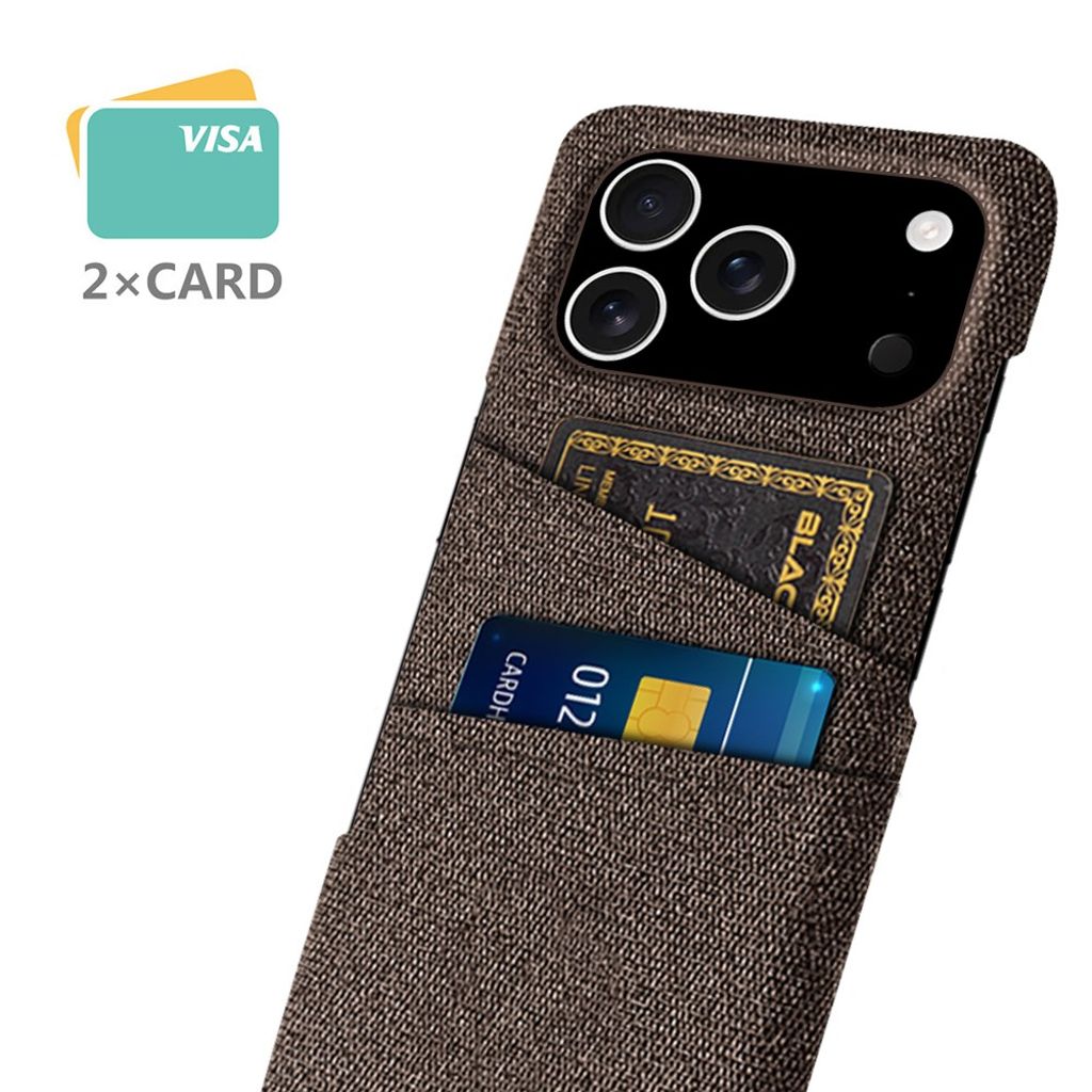 iPhone 17 Pro Kuori, Tekstiili, 2 Korttipaikka - ruskea