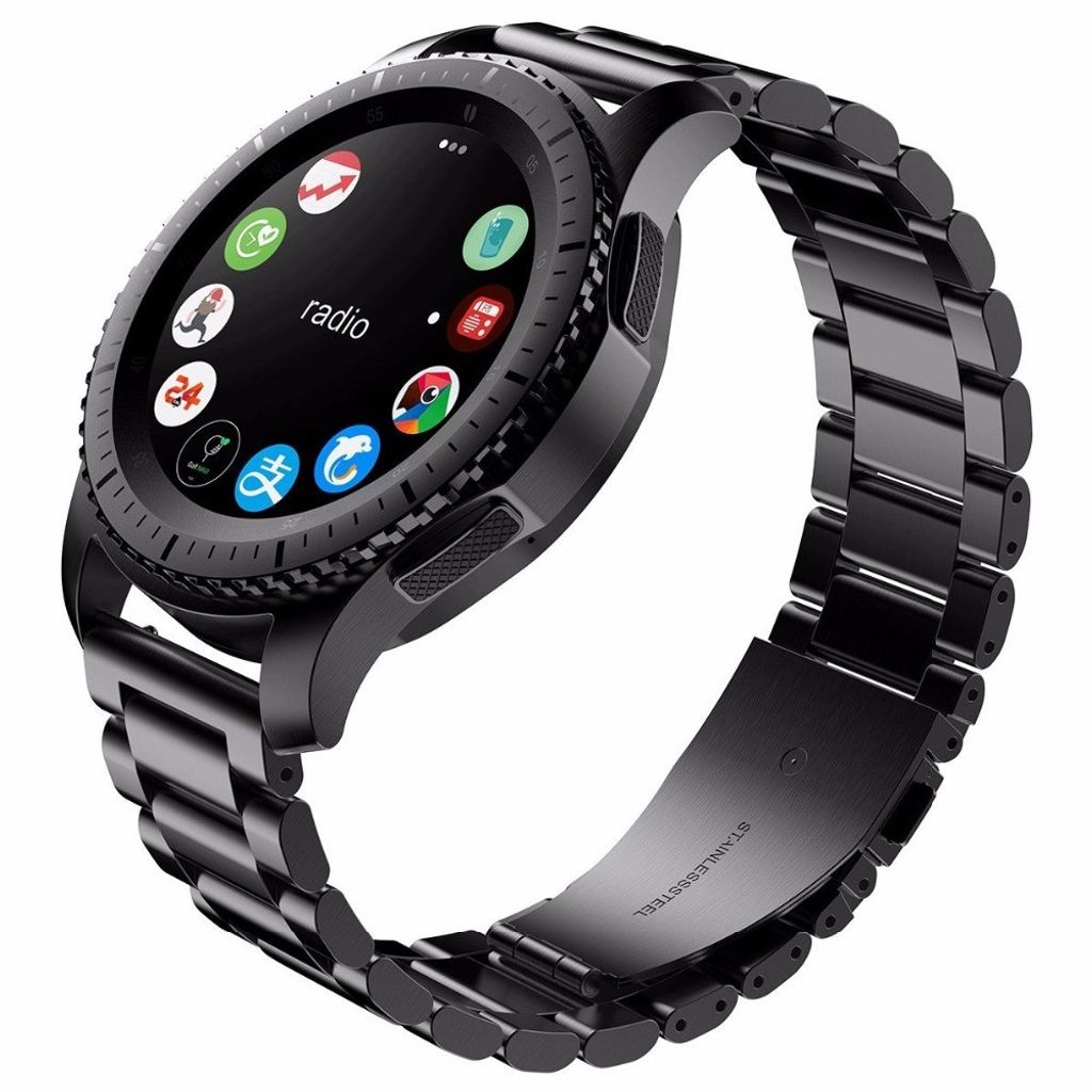 Samsung Gear S3 Classic/Frontier og andre urrem i rustfrit stål – sort
