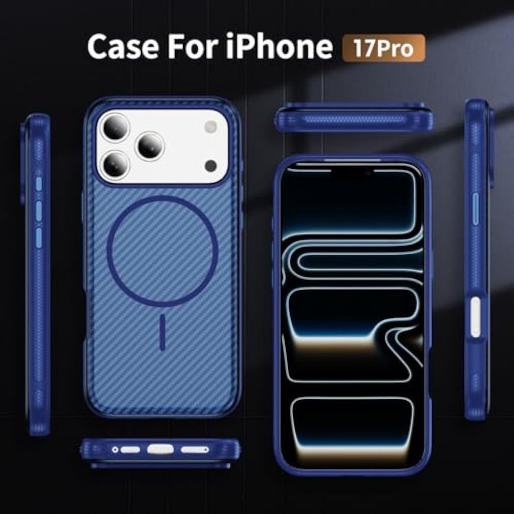 iPhone 18 Pro/17 Pro MagSafe Kuori hiilikuitupinta - Sininen