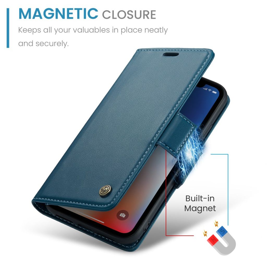CASEME iPhone XS Max Pungetui RFID-blokerende 3 Kortplads – Blå