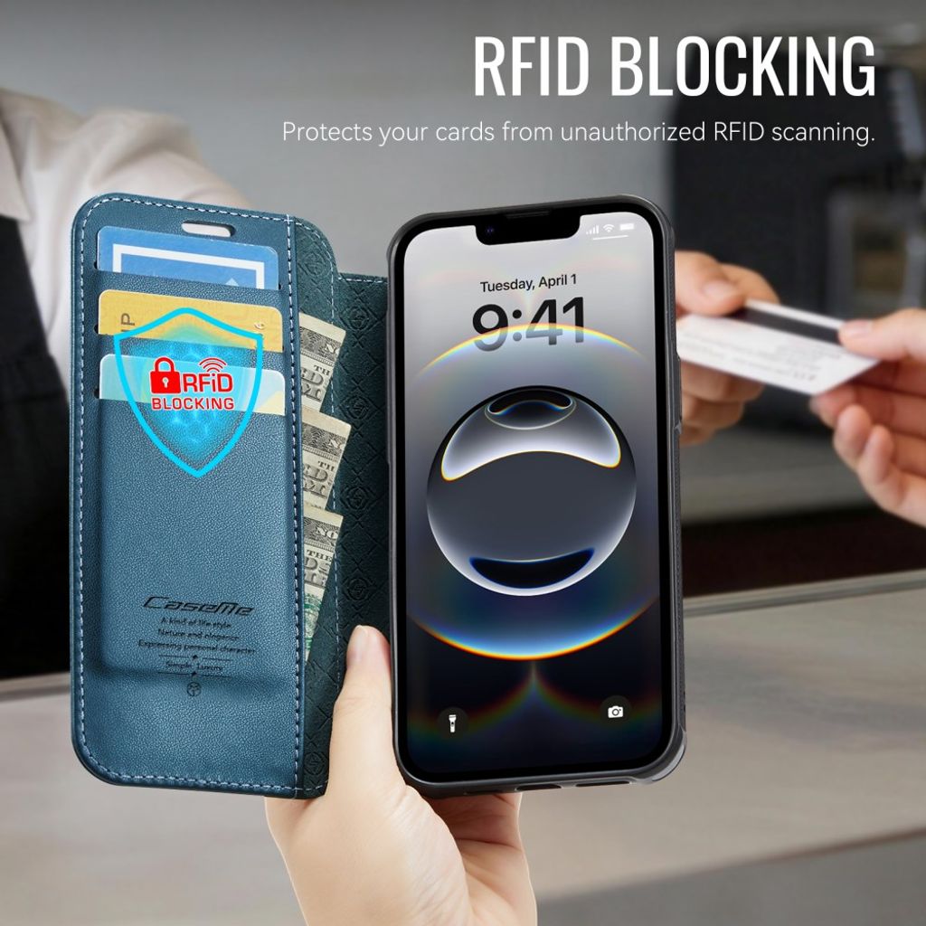 CASEME 053 iPhone 16e/iPhone 17e Lommeboketui MagSafe RFID Blokkerende - Blå