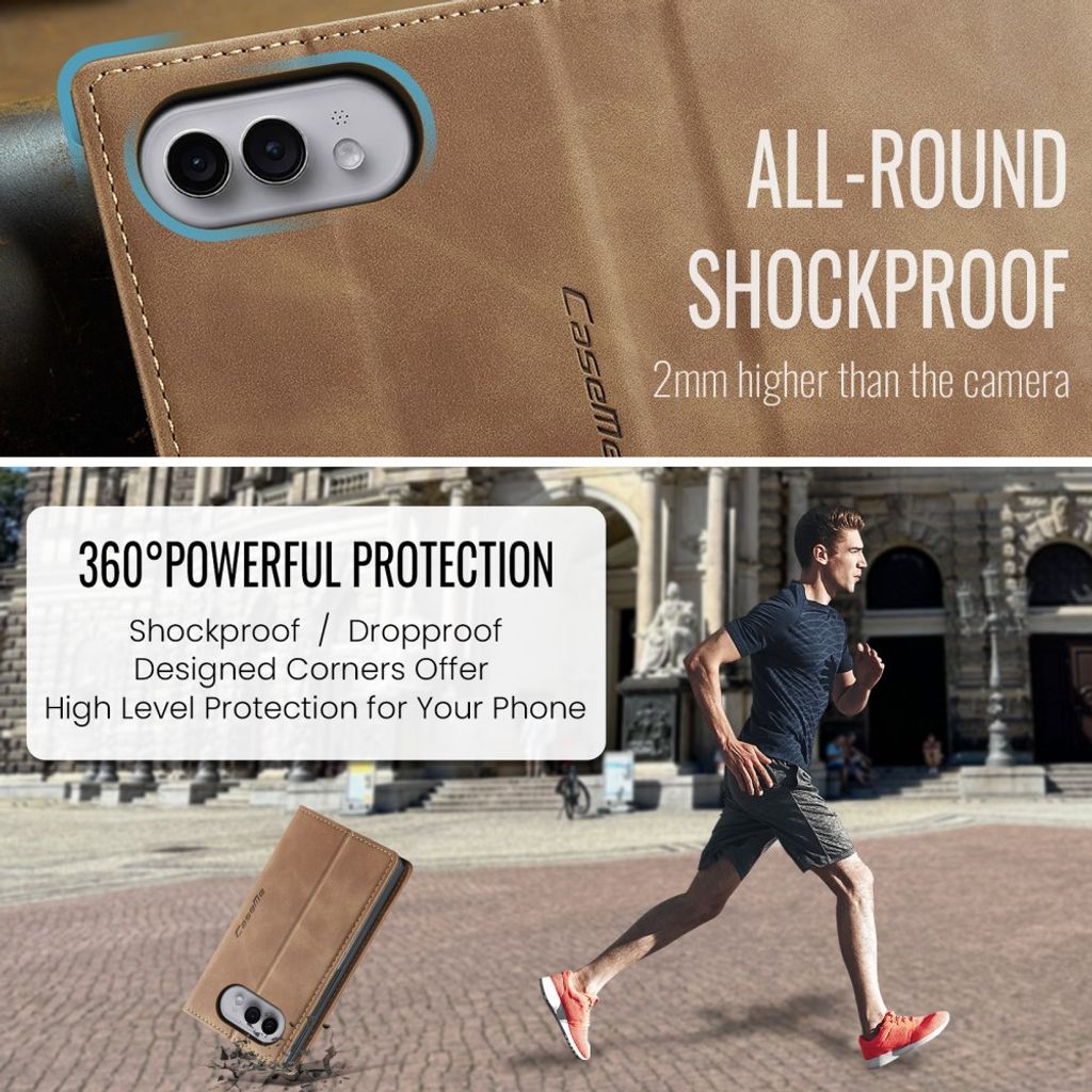 CASEME iPhone Duo Lompakkokotelo PU-nahkaa - Ruskea