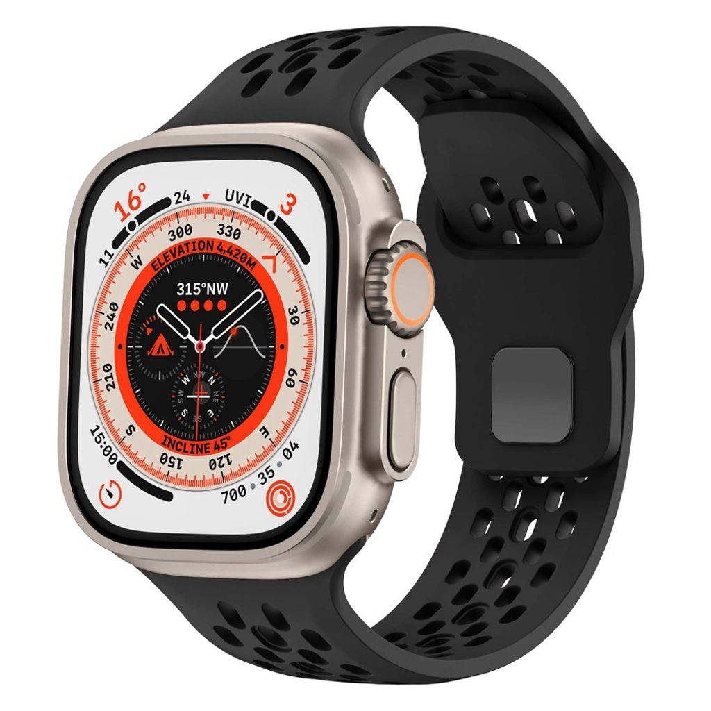Apple Watch 42/44/46/49mm Silikone Urrem – Sort