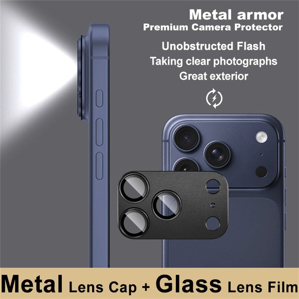 IMAK iPhone 18 Pro Max Linssinsuoja Karkaistusta Lasista ja Metallista - Harmaa