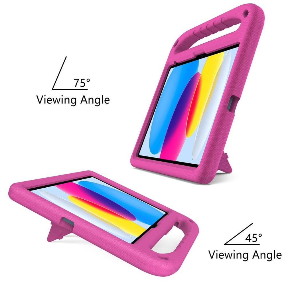 iPad A16 11" 2025/10.9" 2024 EVA-cover med standfunktion og bærehåndtag - Lyserød