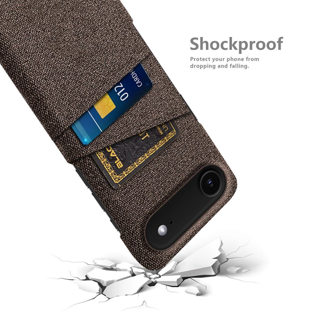 iPhone 17 Air Skal i Textil med 2 Kortfack - Brun