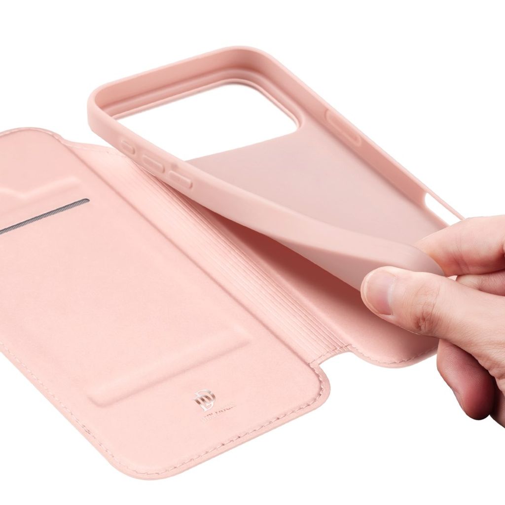 DUX DUCIS iPhone 18 Pro / 17 Pro Lompakkokotelo PU-nahka - Vaaleanpunainen
