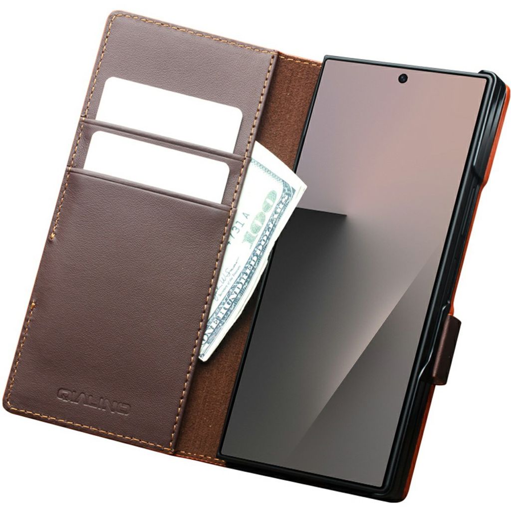 QIALINO Samsung Galaxy Z Fold8 Ultra Flip cover i ægte læder - Brun