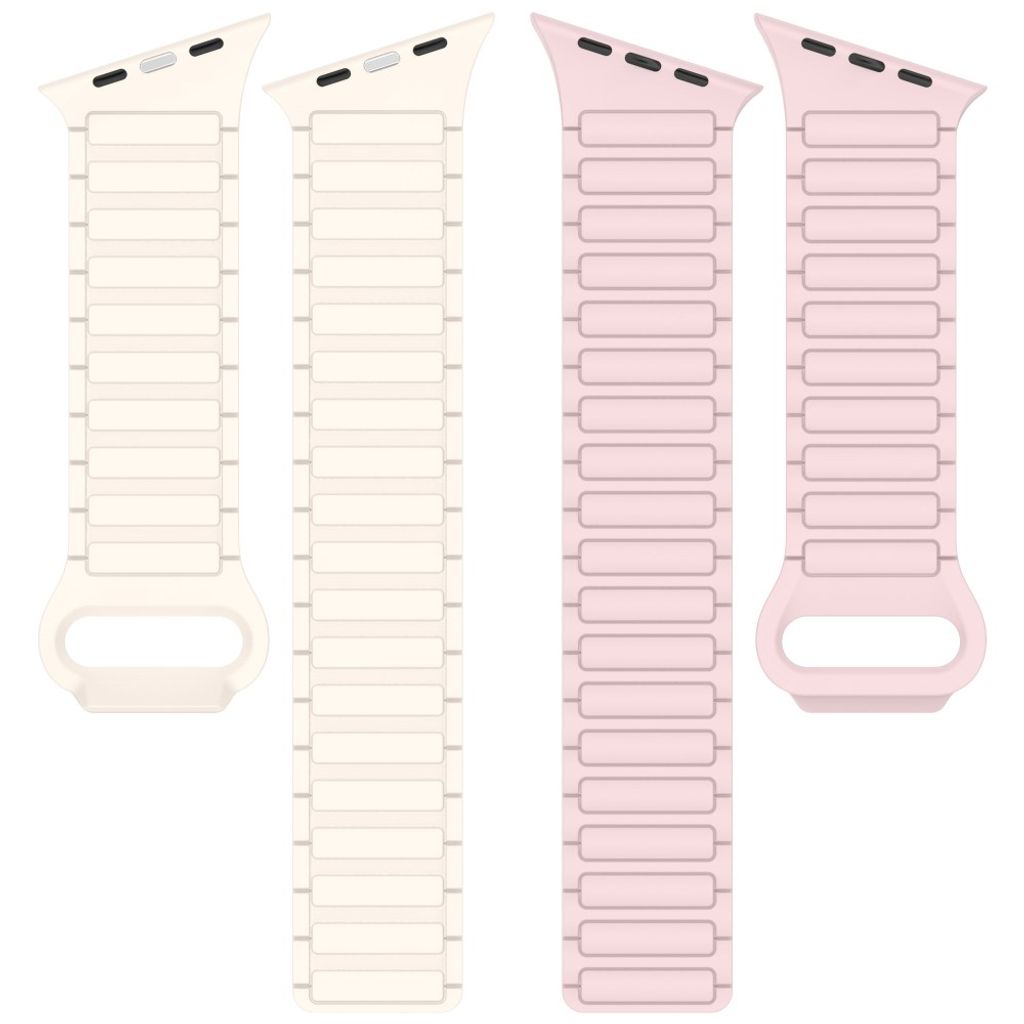 Apple Watch 42/41/40/38mm Klockarmband i Silikon Magnetisk Loop - Rosa/Vit