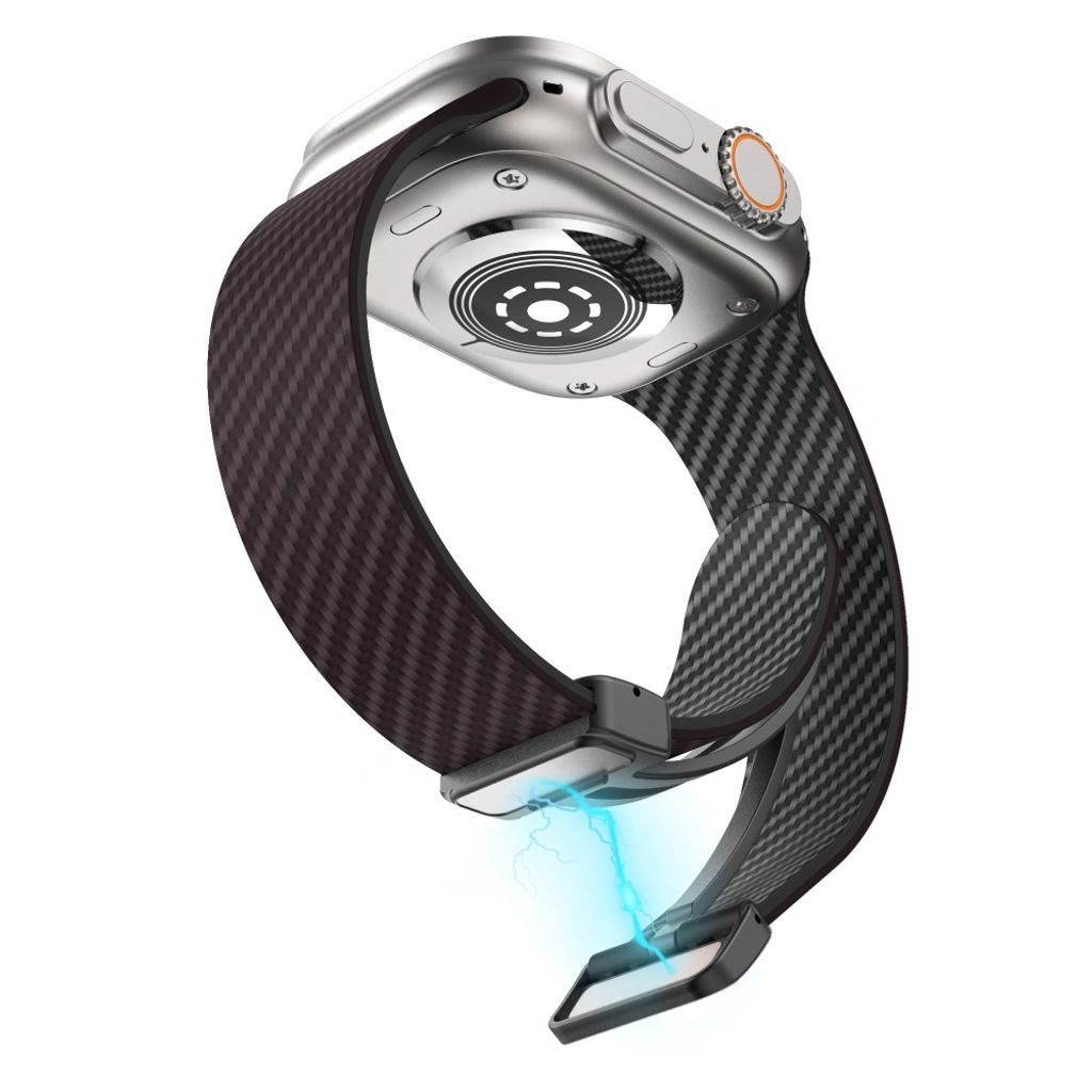 Apple Watch 42 / 41/ 40 / 38mm Klockarmband kolfibertextur - Mörkbrun/Svart