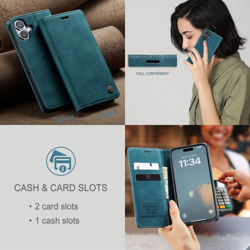 CASEME iPhone 17 Pungetui med Kortplads - Blå