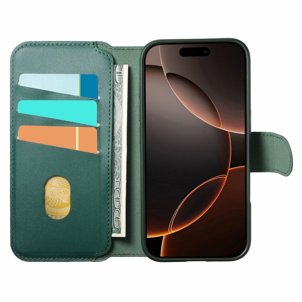 CASENEO iPhone 15 MagSafe Wallet Cover with detachable wallet – Green