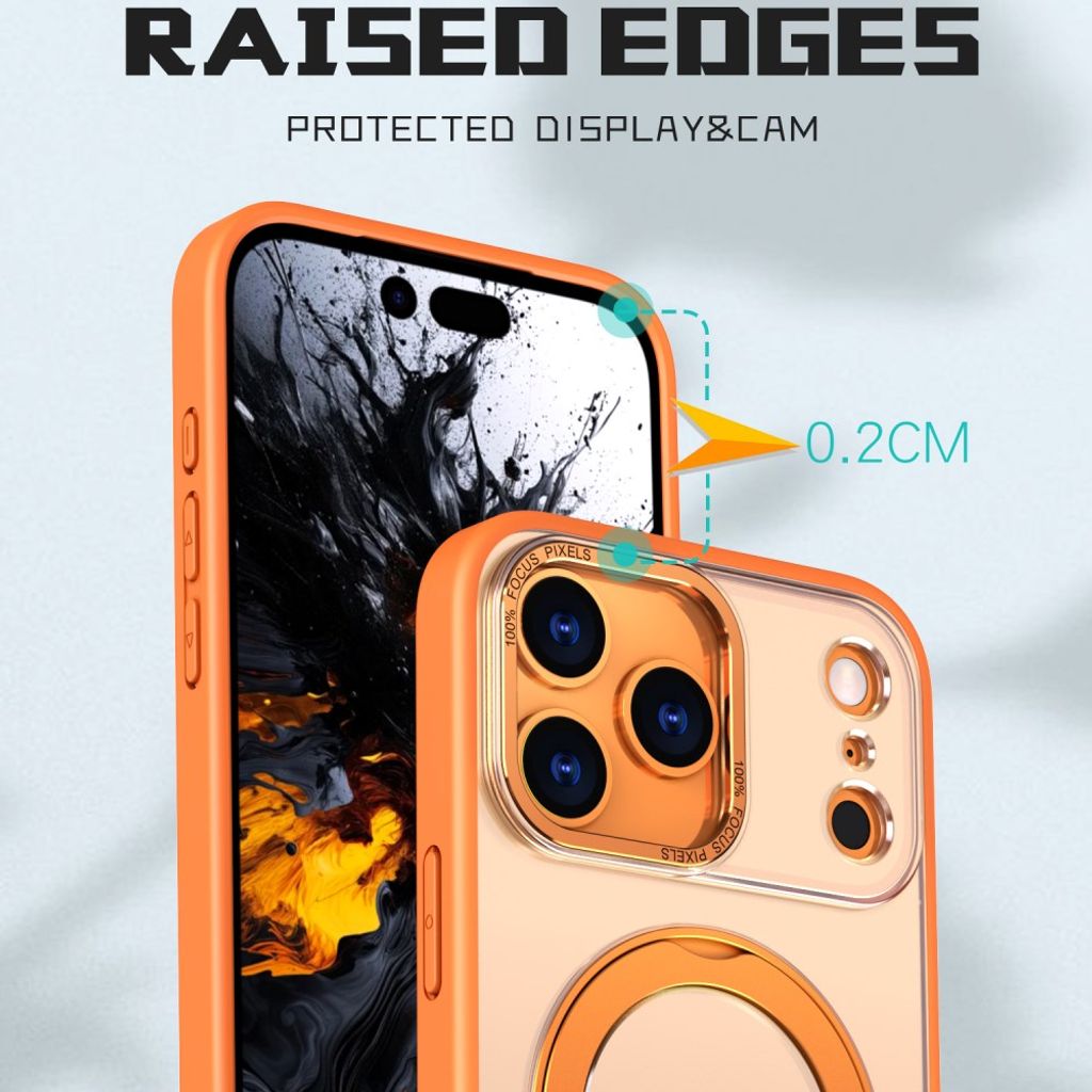 iPhone 18 Pro Max/17 Pro Max-deksel med MagSafe og stativ – oransje