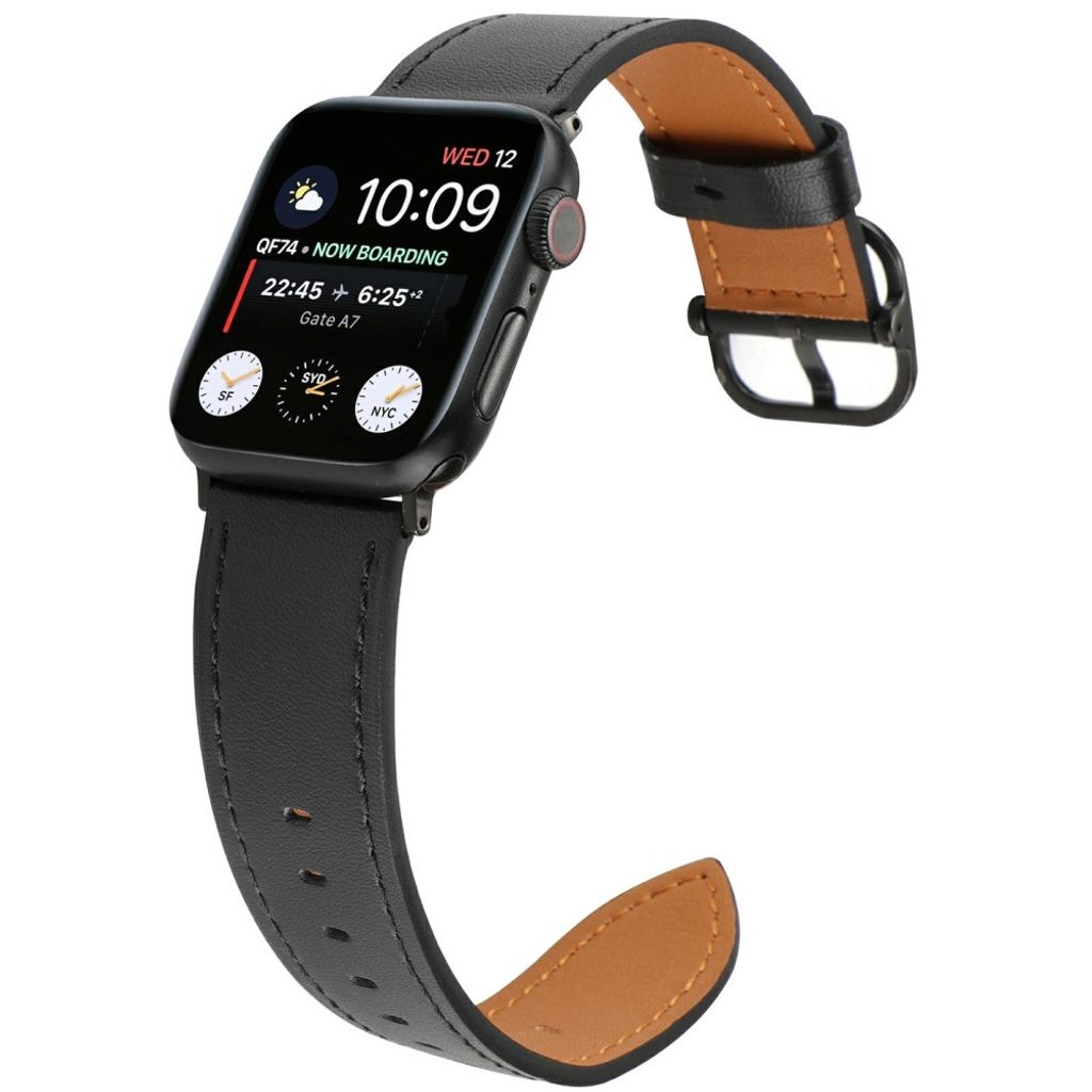 Apple Watch 42/44/46/49mm Urrem i ægte læder – Sort