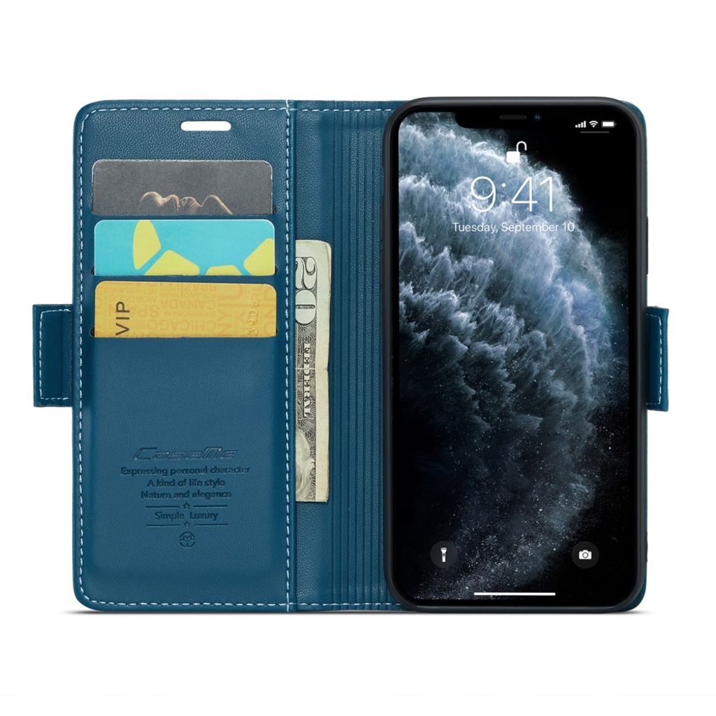 CASEME iPhone 11 Pro Max Plånboksfodral RFID-blockerande – Blå