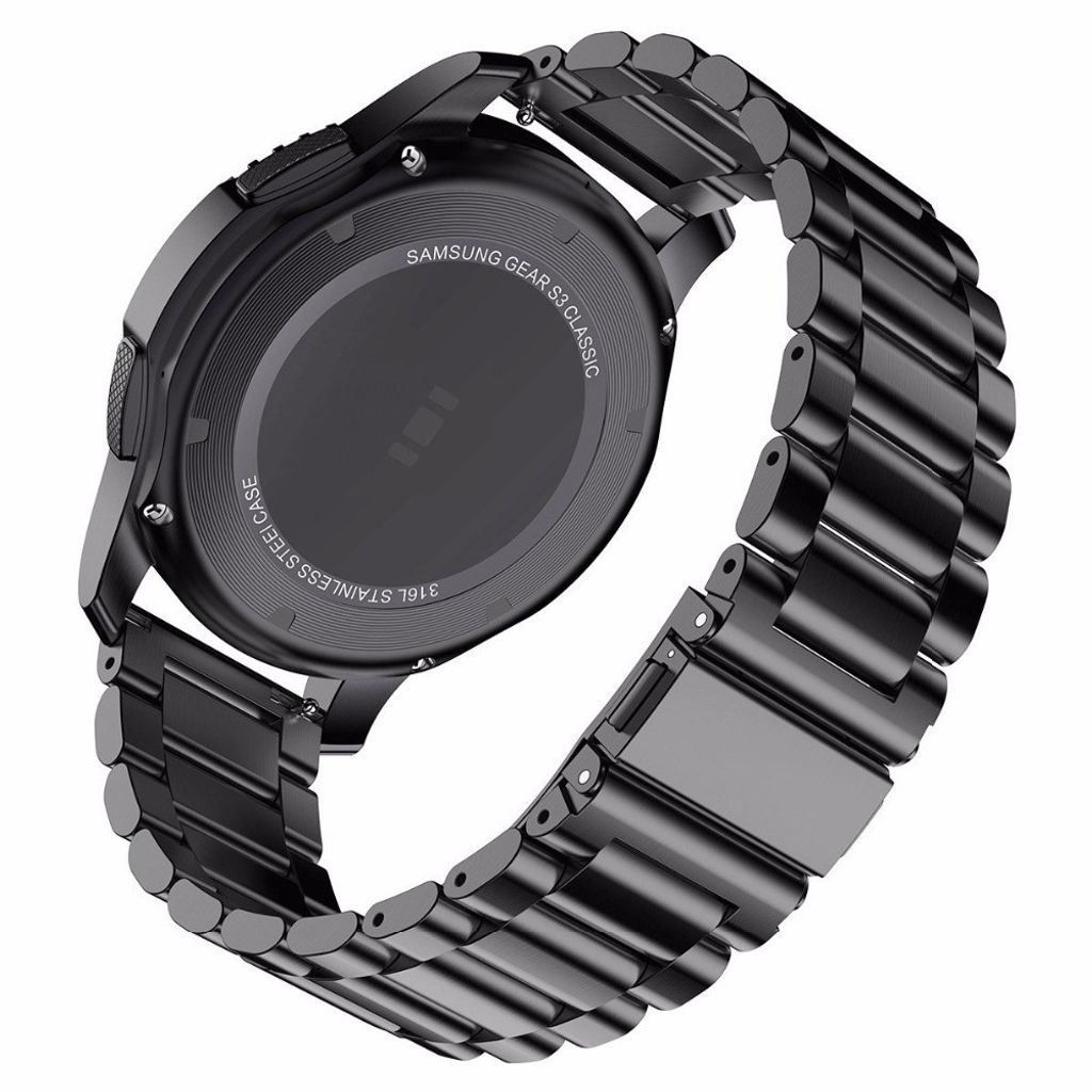 Samsung Gear S3 Classic/Frontier og andre urrem i rustfrit stål – sort