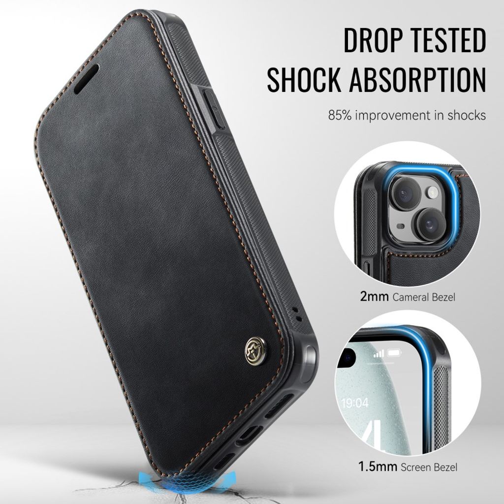 CASEME 053 iPhone 14 Flip Cover MagSafe RFID-blokerende - Sort