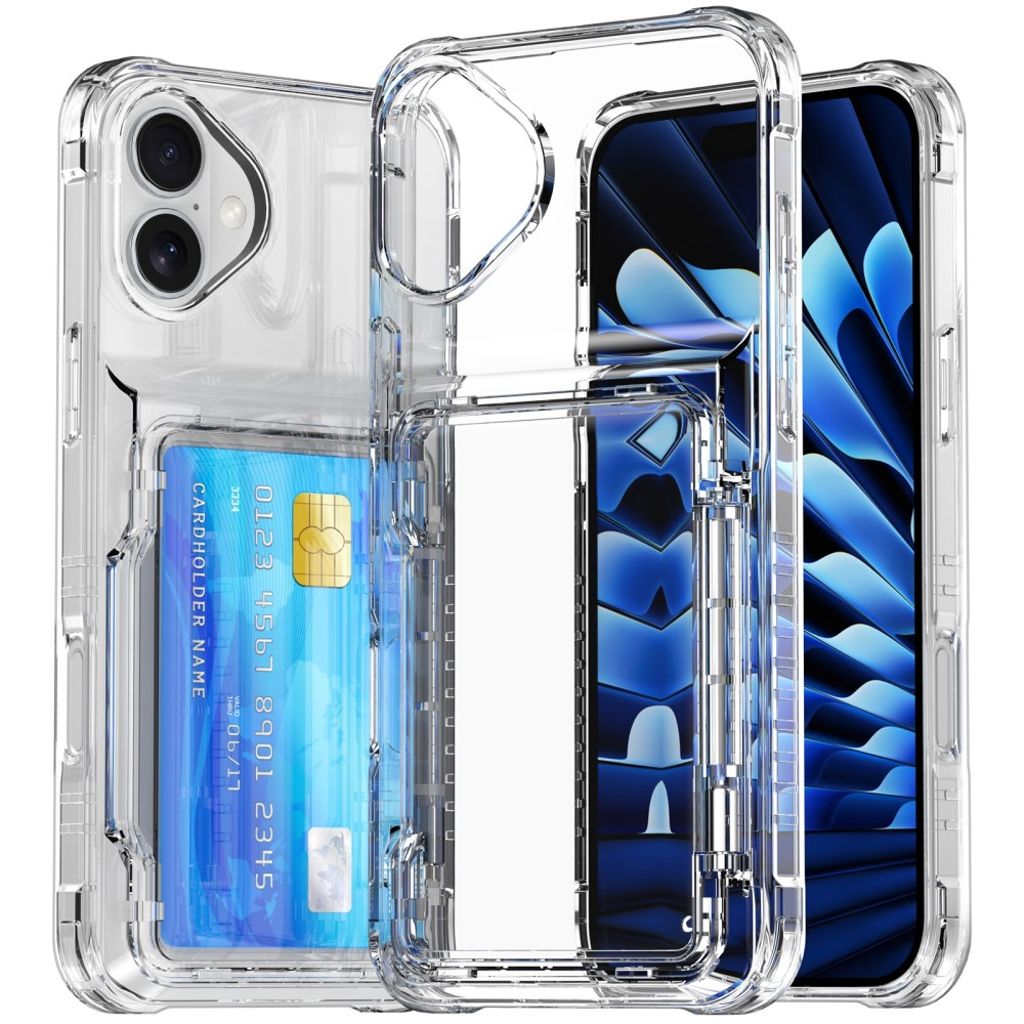 iPhone 17 Skal med Stativ och Kortfack - Transparent