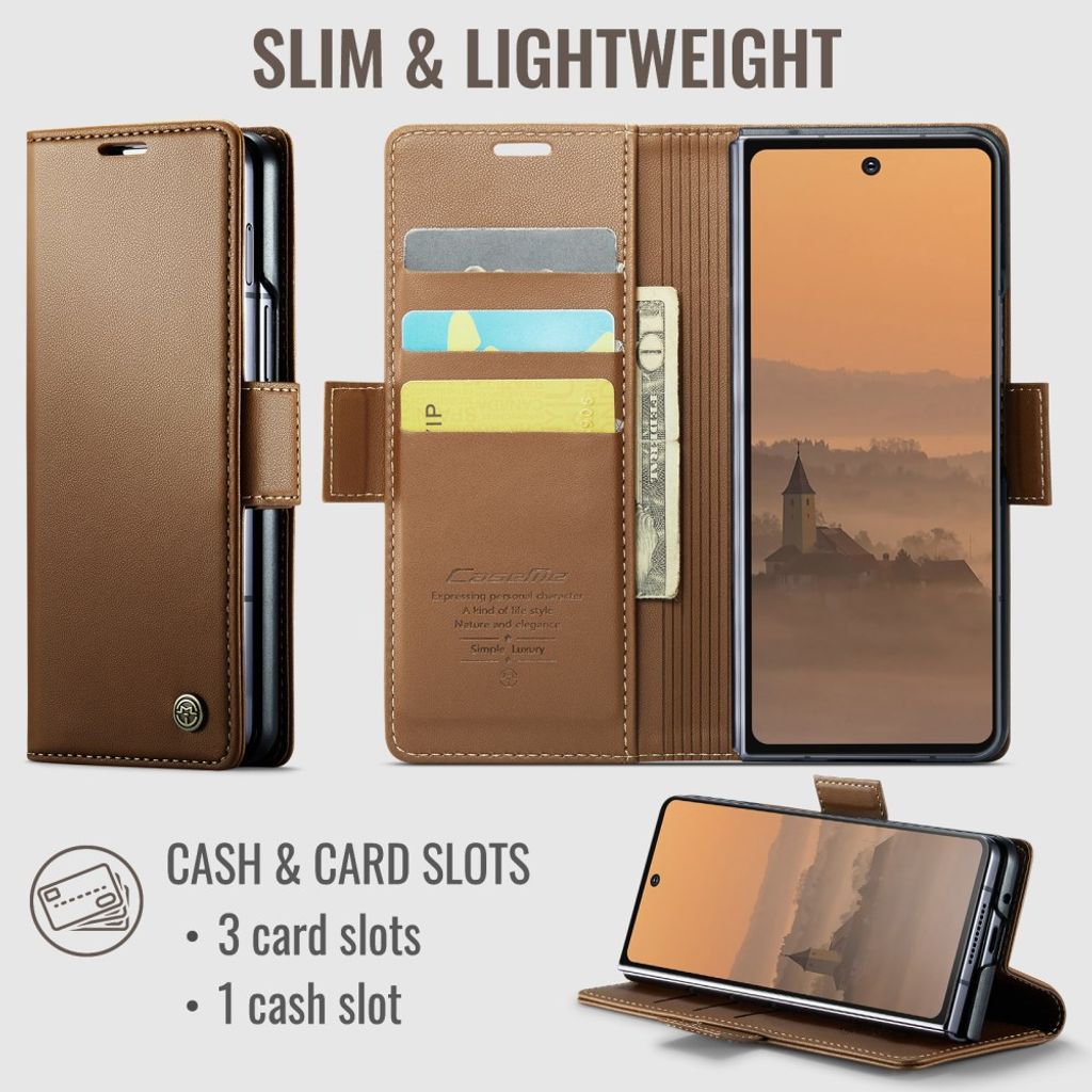 CASEME Samsung Galaxy Z Fold8 Ultra Flip Cover med RFID blokering - Brun