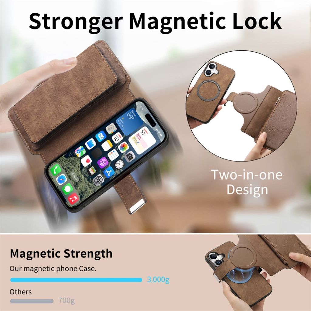 CASENEO iPhone 16 Plus Cover with Stand - Brown