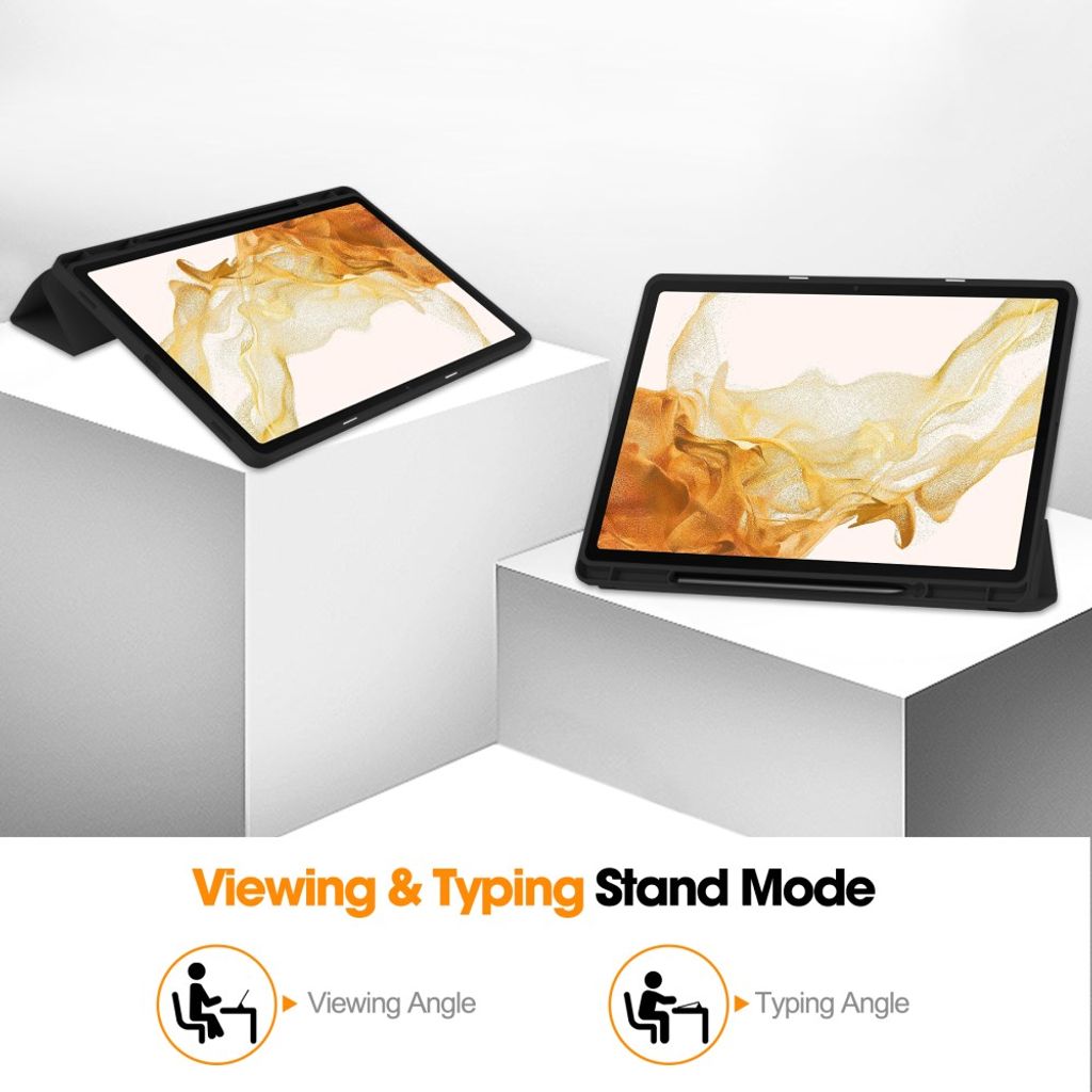 Samsung Galaxy Tab S10 Plus-deksel med tredelt pennrom - svart