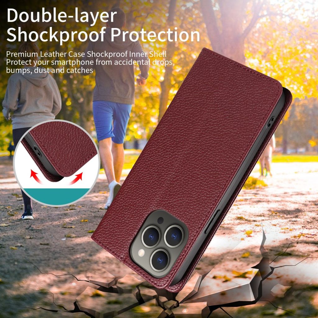 iPhone 14 Pro Wallet Cover RFID Blocking MagSafe Compatible - Red