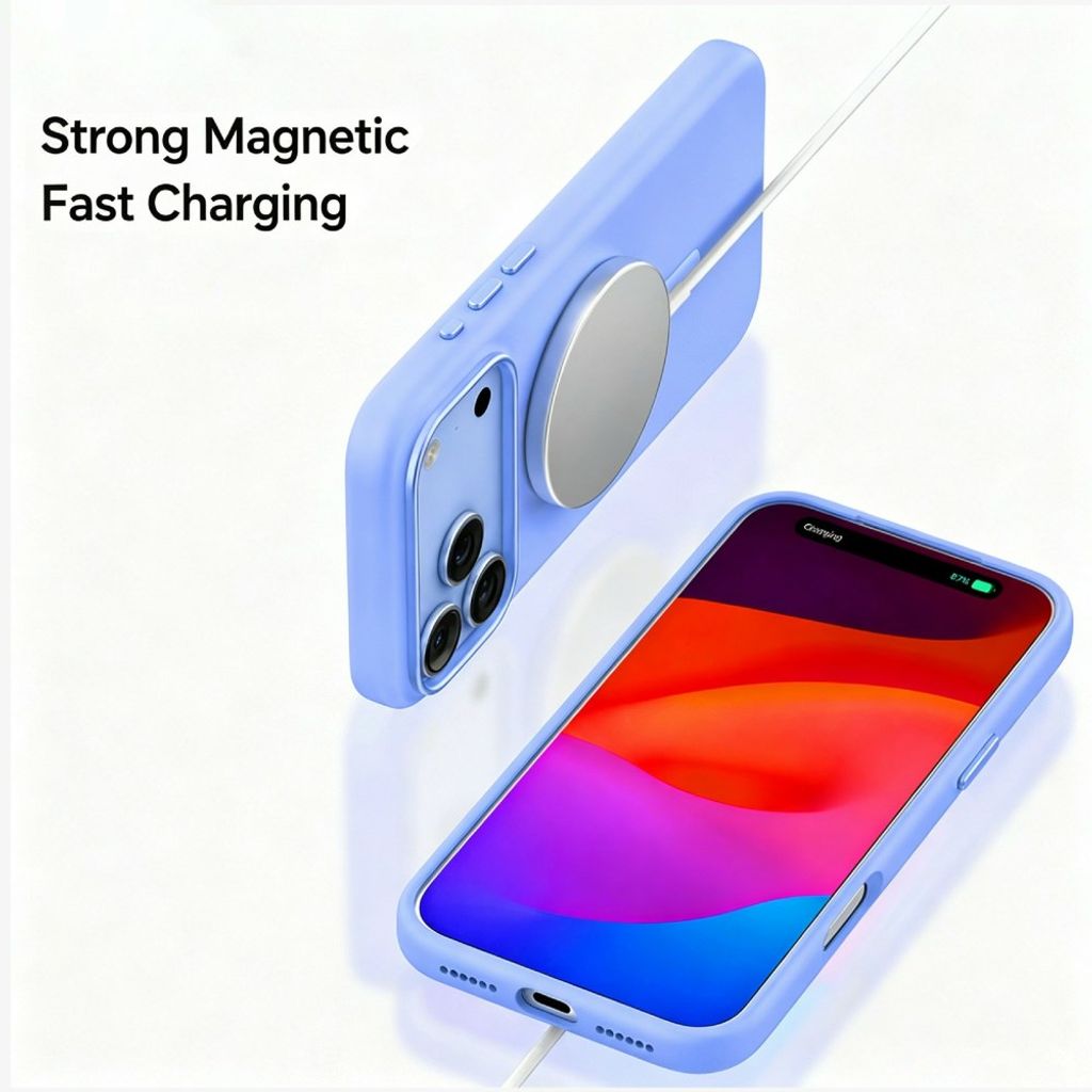 MUTURAL iPhone 18 Pro Max/17 Pro Max MagSafe kuori silikonista - Vauvan sininen