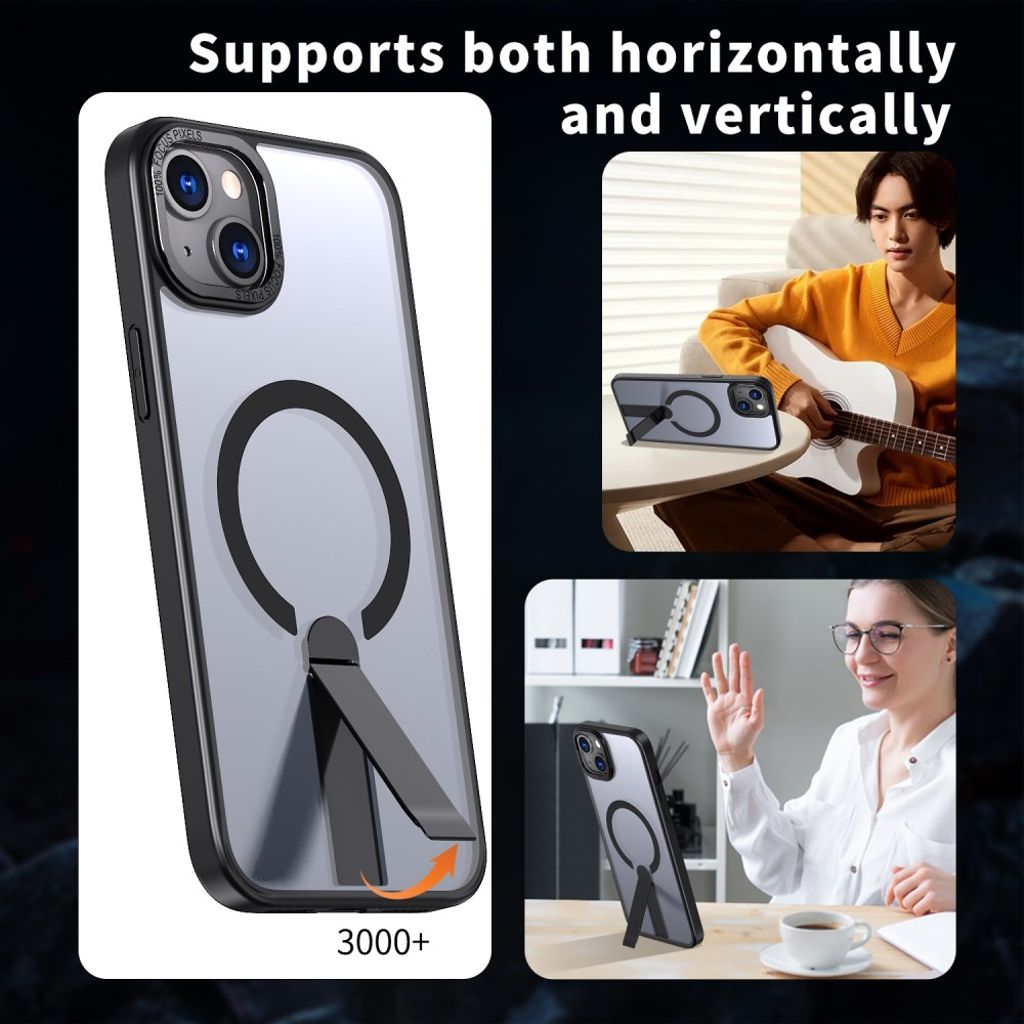 iPhone 14 Plus MagSafe-deksel med stativ – Svart