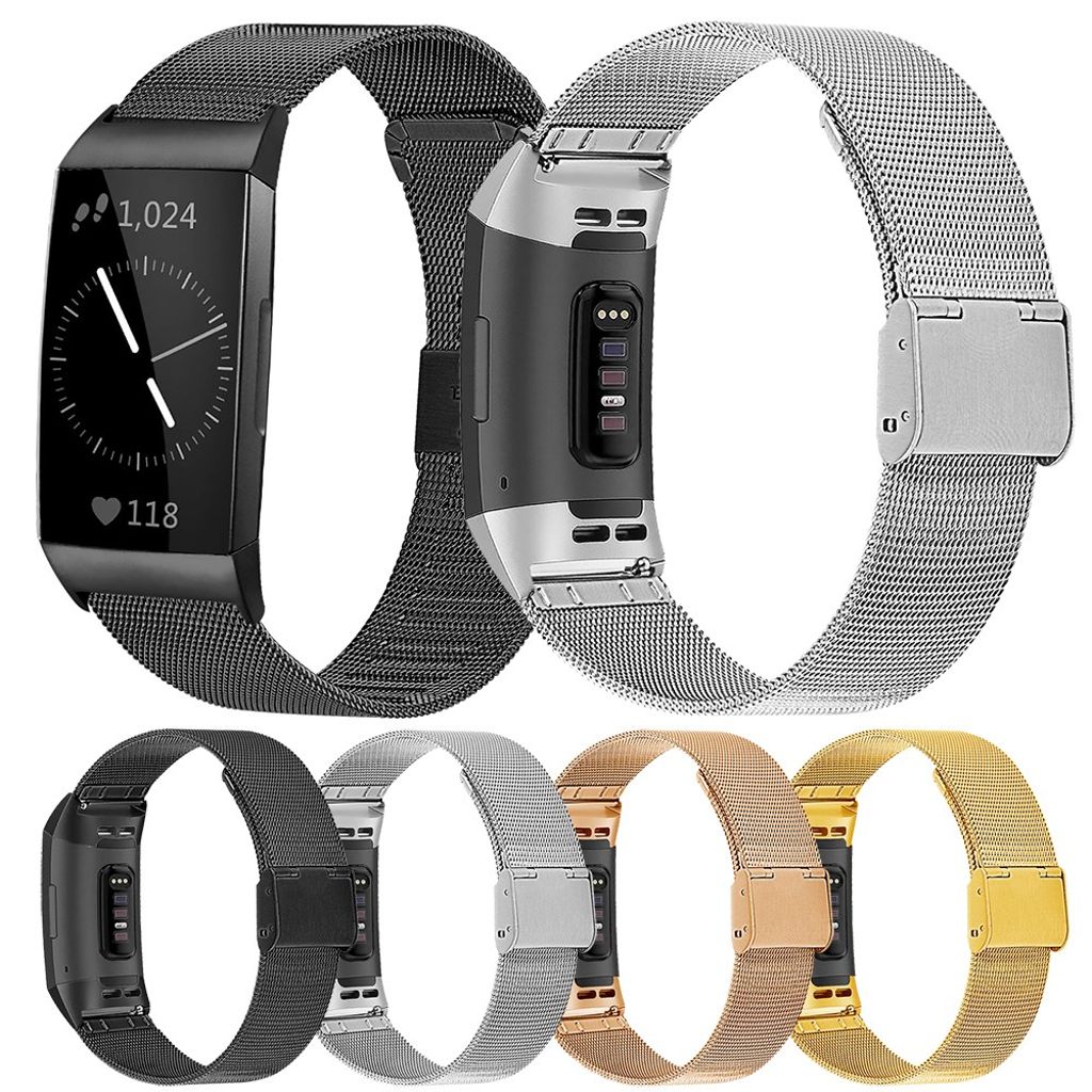 Fitbit Charge 6/5 Kellonranneke, Ruostumaton teräs - hopea