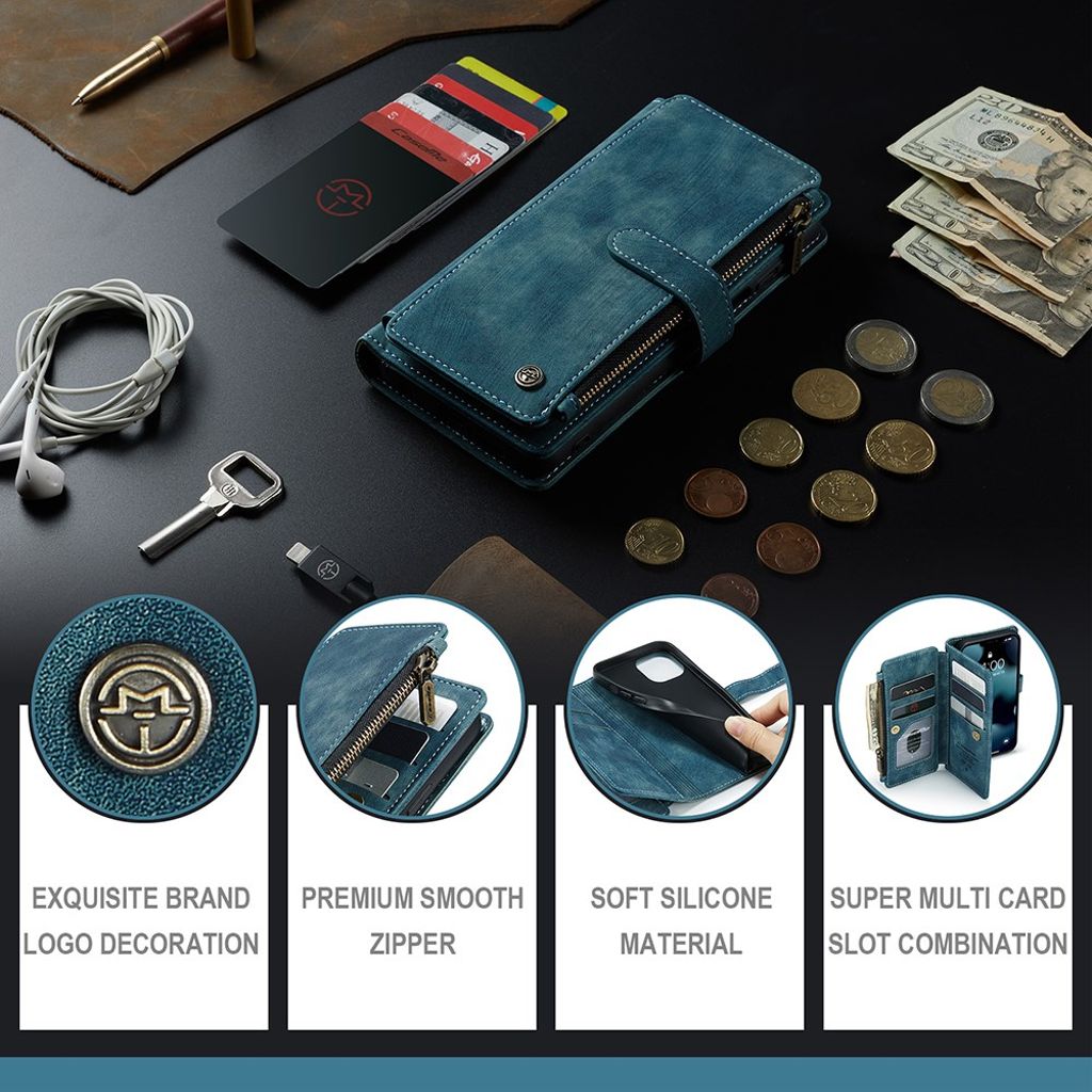 CASEME iPhone 13 Lompakkokotelo Kortin Haltija Kantohihna – Vihreä