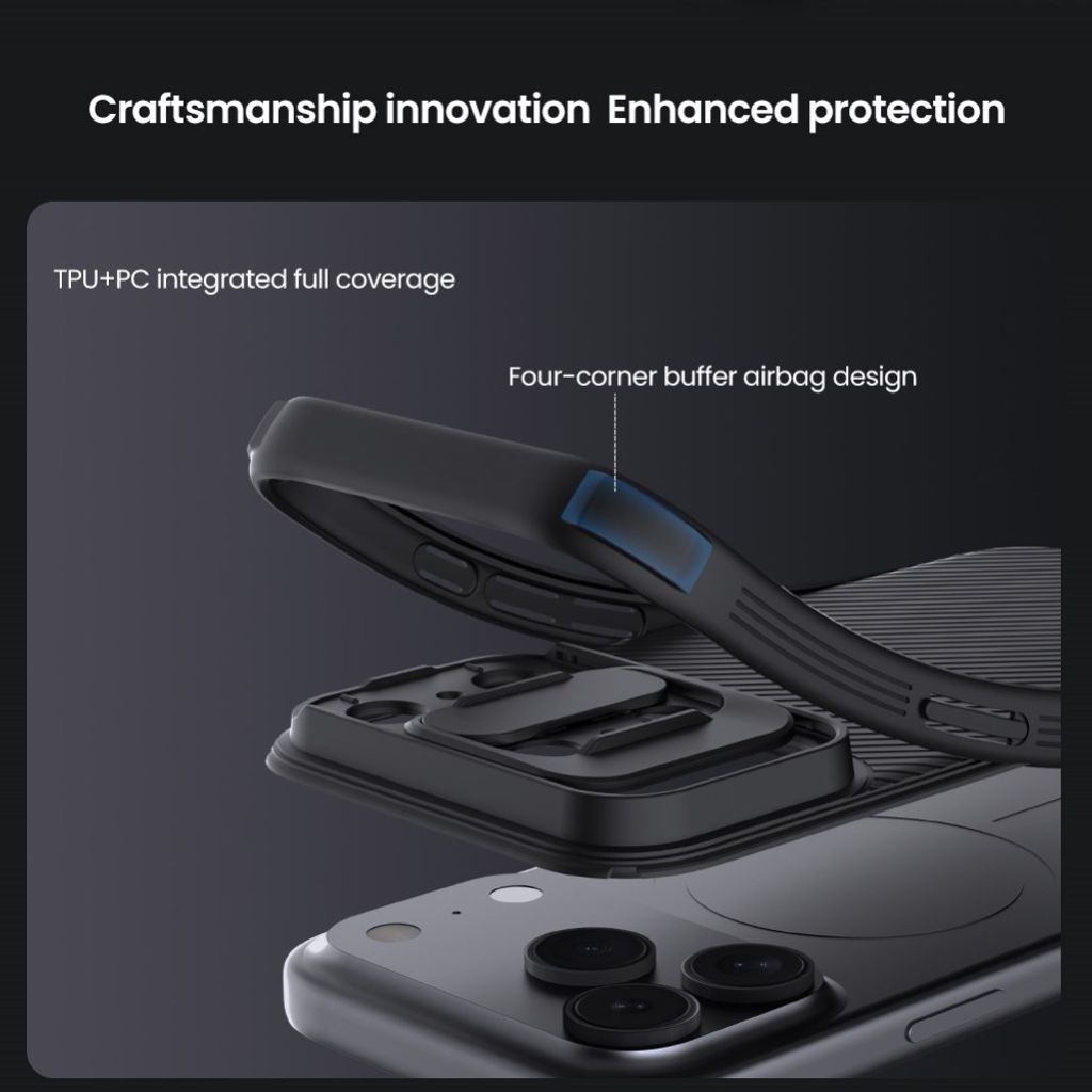 NILLKIN iPhone 18 Pro/17 Pro MagSafe-deksel med kamera-deksel – Svart