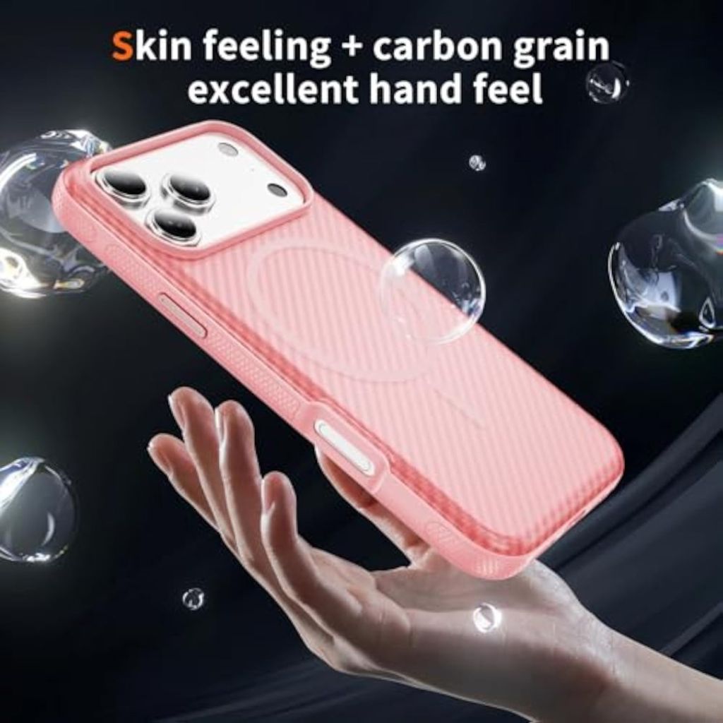 iPhone 18 Pro Max/17 Pro Max MagSafe Deksel Karbonfibertekstur - Rosa