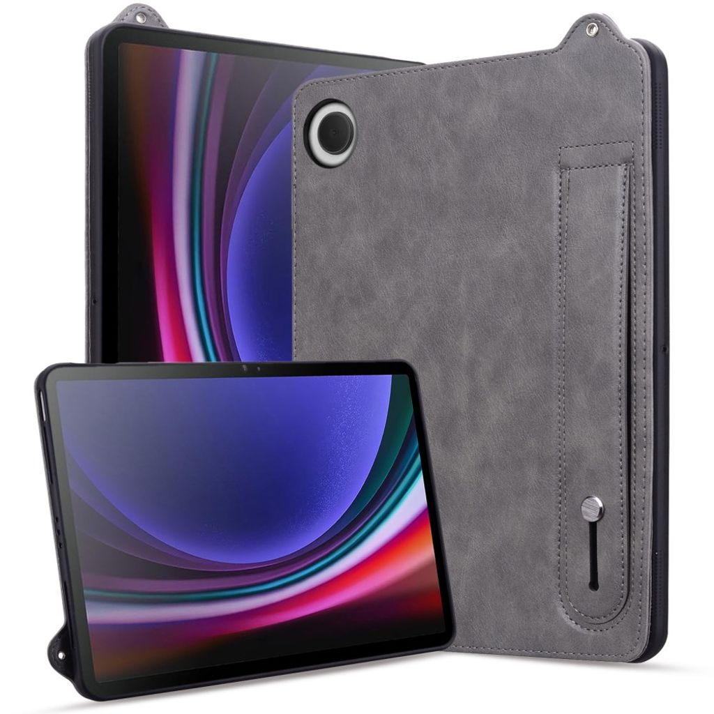 Samsung Galaxy Tab A11/Tab A9 Fodral Handrem Stativ PU-läder - Grå